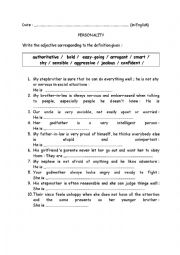 English Worksheet: adjectives of personality matching