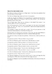 English Worksheet: The Little Riding Red Hood