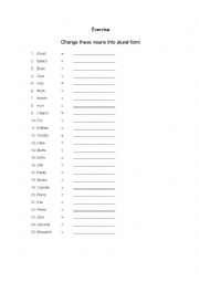 English Worksheet: Singular and Plural Noun