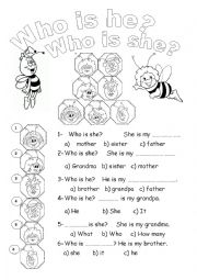 English Worksheet: Who is she? Who is he?