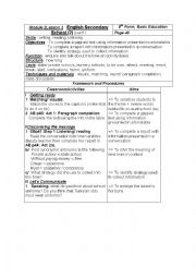 English Worksheet: 8th form module two lesson 2 English secondary school part 1