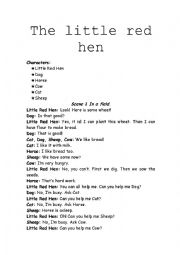 English Worksheet: The Little Red Hen