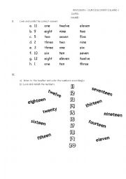 English Worksheet: revision numbers and toys