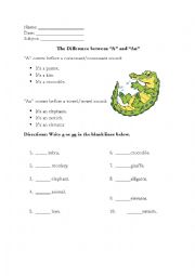 English Worksheet: The difference between 