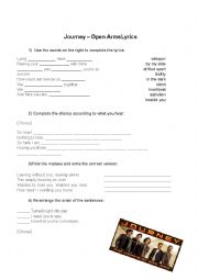 English Worksheet: Journey - open arms