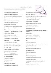 English Worksheet: Listening - Somebody to love