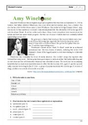 English Worksheet: Amy Winehouse