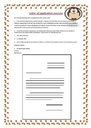 English Worksheet: Letter of application exercise