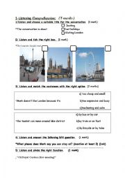 English Worksheet: Listening comprehension