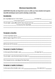 English Worksheet: Kung Fu Panda Essay Planners