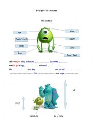 English Worksheet: monster inc learn to describe a monster