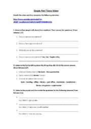 English Worksheet: Simple Past Tense Video