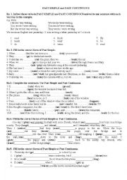 English Worksheet: Past simple vs Past continuos