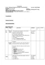 English Worksheet: getting through lesson plan 1st year