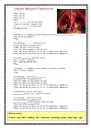 English Worksheet: Imagine  dragons: Radioactive .Song