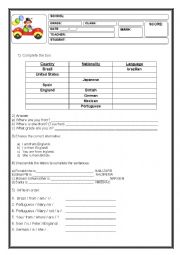 English Worksheet: Countries and nationalities