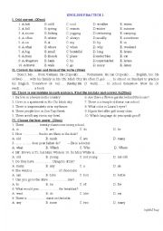 English Worksheet: English Practice  for 6 Graders