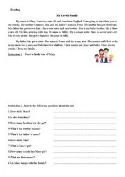 English Worksheet: Family