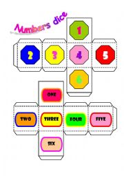 English Worksheet: number dice