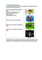 English Worksheet: ALL THROUGH THE SUMMER (a version of 
