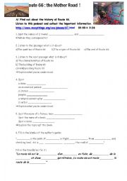 English Worksheet: Route 66: history, map and song!