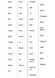 English Worksheet: Antonyms