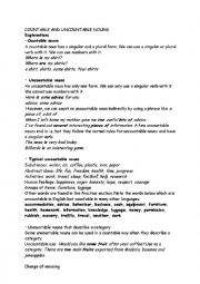 English Worksheet: countable and uncountable nouns