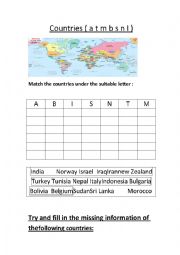 English Worksheet: countries readings with the letter I