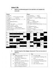 English Worksheet: School Life 