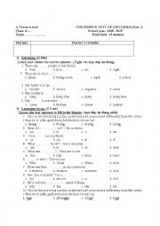English Worksheet: test english 6