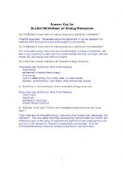 English Worksheet: Energy