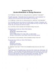 English Worksheet: Energy