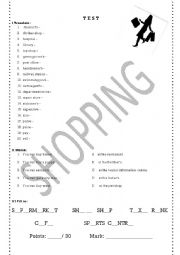 English Worksheet: Shopping  - a short test