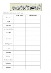 English Worksheet: Inventions