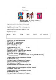 English Worksheet: Stronger by Kelly Clarkson