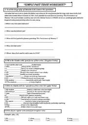 English Worksheet: Smple Past Tense