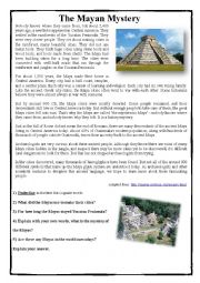 English Worksheet: The Mayan Mystery - Reading