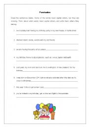 English Worksheet: Punctuation