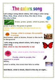 English Worksheet: COLOURS SONG