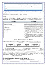 English Worksheet: TEST-SUMMER HOLIDAYS - TRAVELLING