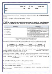 English Worksheet: Test - Travelling abroad