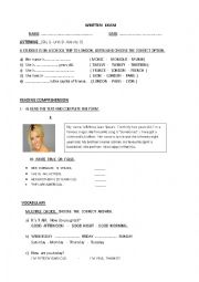 English Worksheet:  WRITTEN EXAM