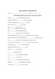 English Worksheet: Must / Mustnt / Dont have to