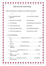 English Worksheet: ZERO&FIRST CONDITIONAL