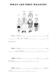 English Worksheet: What are they wearing?