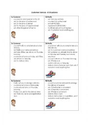 English Worksheet: Customer Service (pick up and delivery) Activity Cards