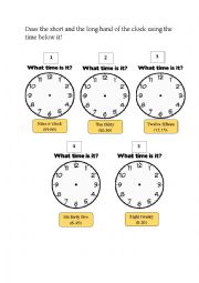 English Worksheet: Clock drawing exercise