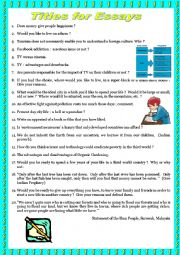 English Worksheet: TITLES for ESSAYS or writing activities.