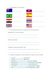 English Worksheet: review present simple and countries