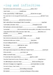 English Worksheet: gerunds and infinitives